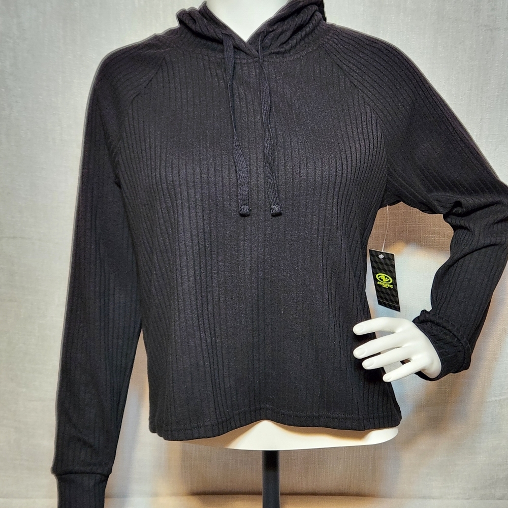 Athletic Works New Ribbed Hoodie Black New with Attached Tags Medium